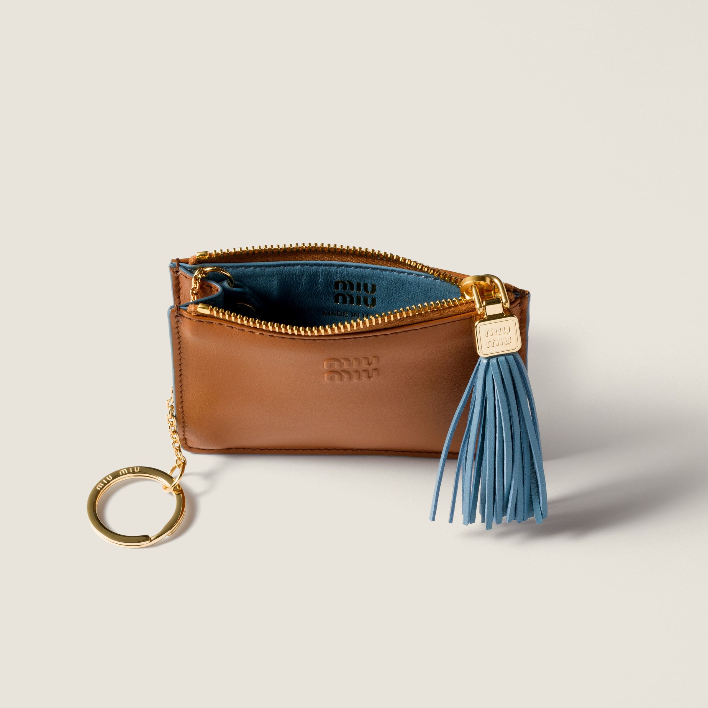 Miu Miu Tassel-detail Leather Cardholder In Brown