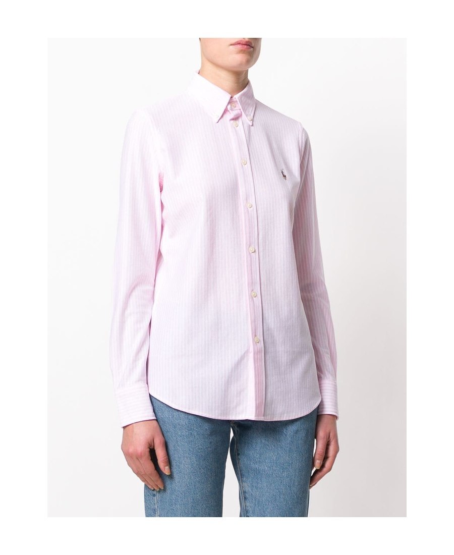 Shop Polo Ralph Lauren Logo-embroidered Oxford Shirt In Pink