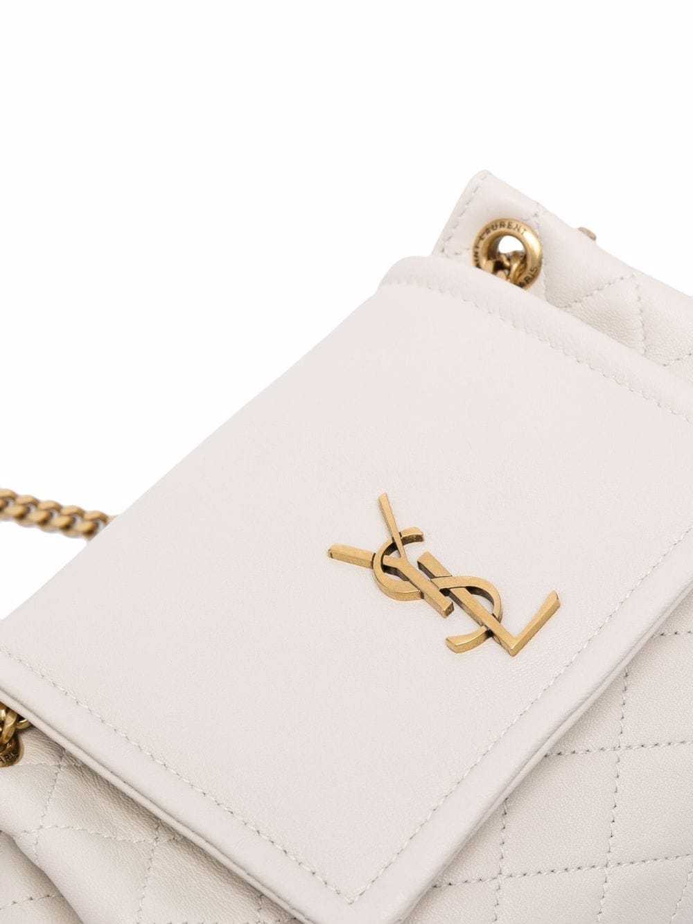 Saint Laurent Diamond-quilted Ysl Crossbody Bag In White
