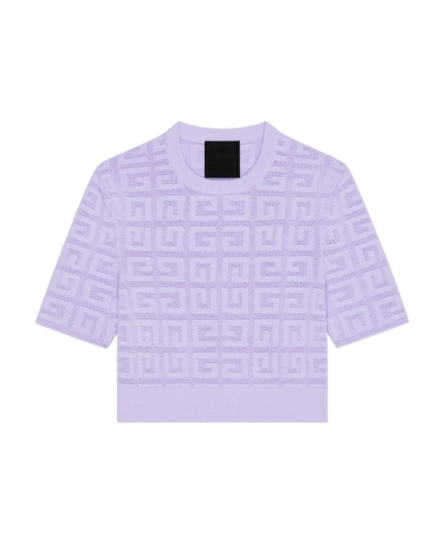 Givenchy Cropped Sweater In 4g Jacquard In Blue