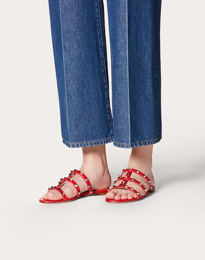 Valentino Rockstud Flat Sole Open Toe Sandals In Multicolor