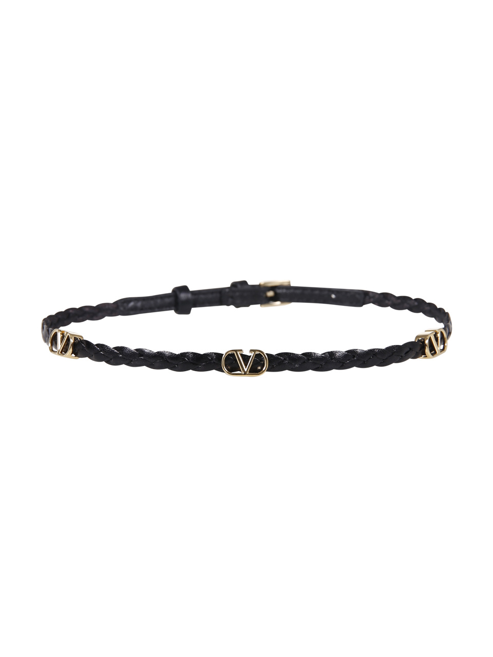 Valentino Vlogo Leather Braided Choker In Black