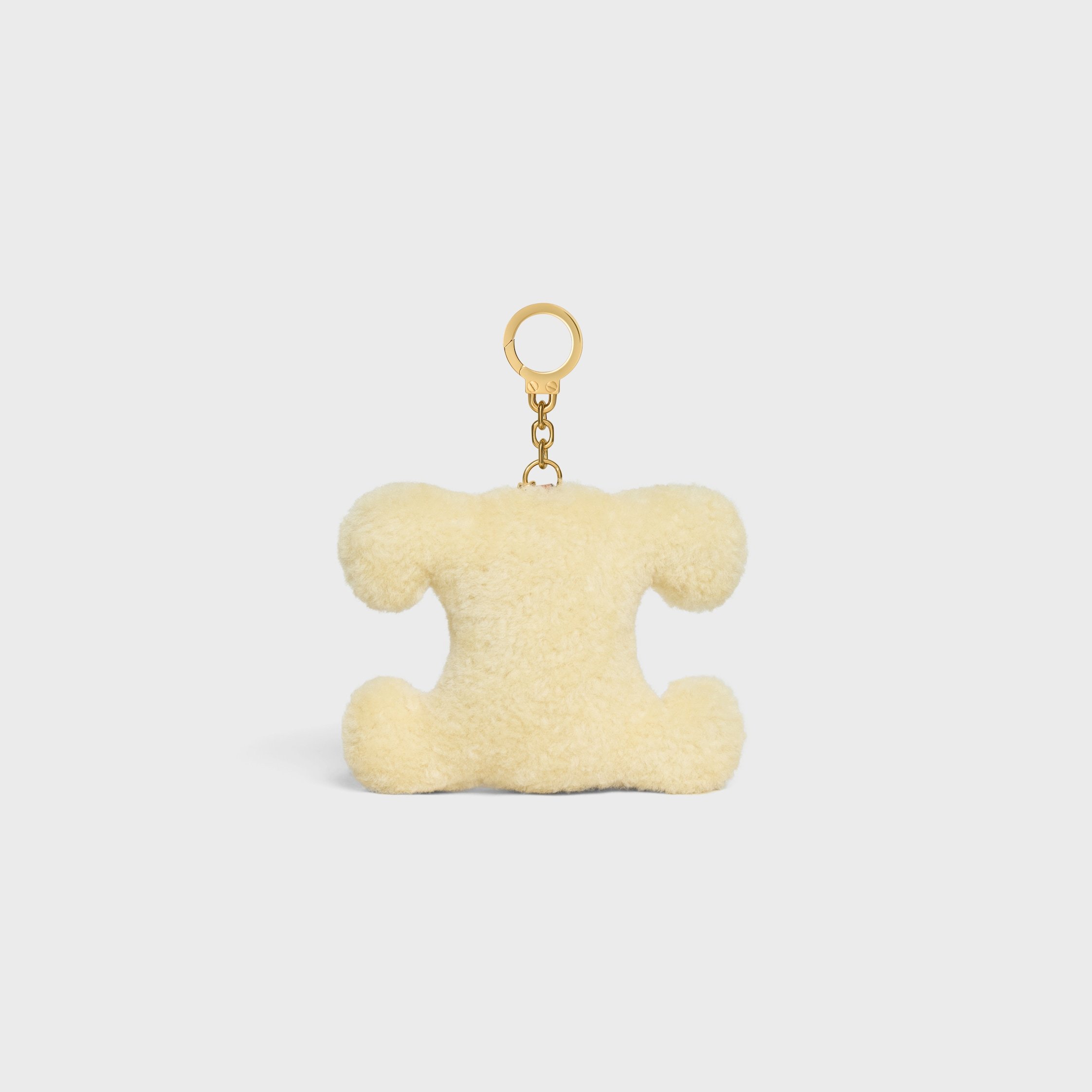 Celine Triomphe Pom-pom Charm In Shearling And Calfskin In Neutral
