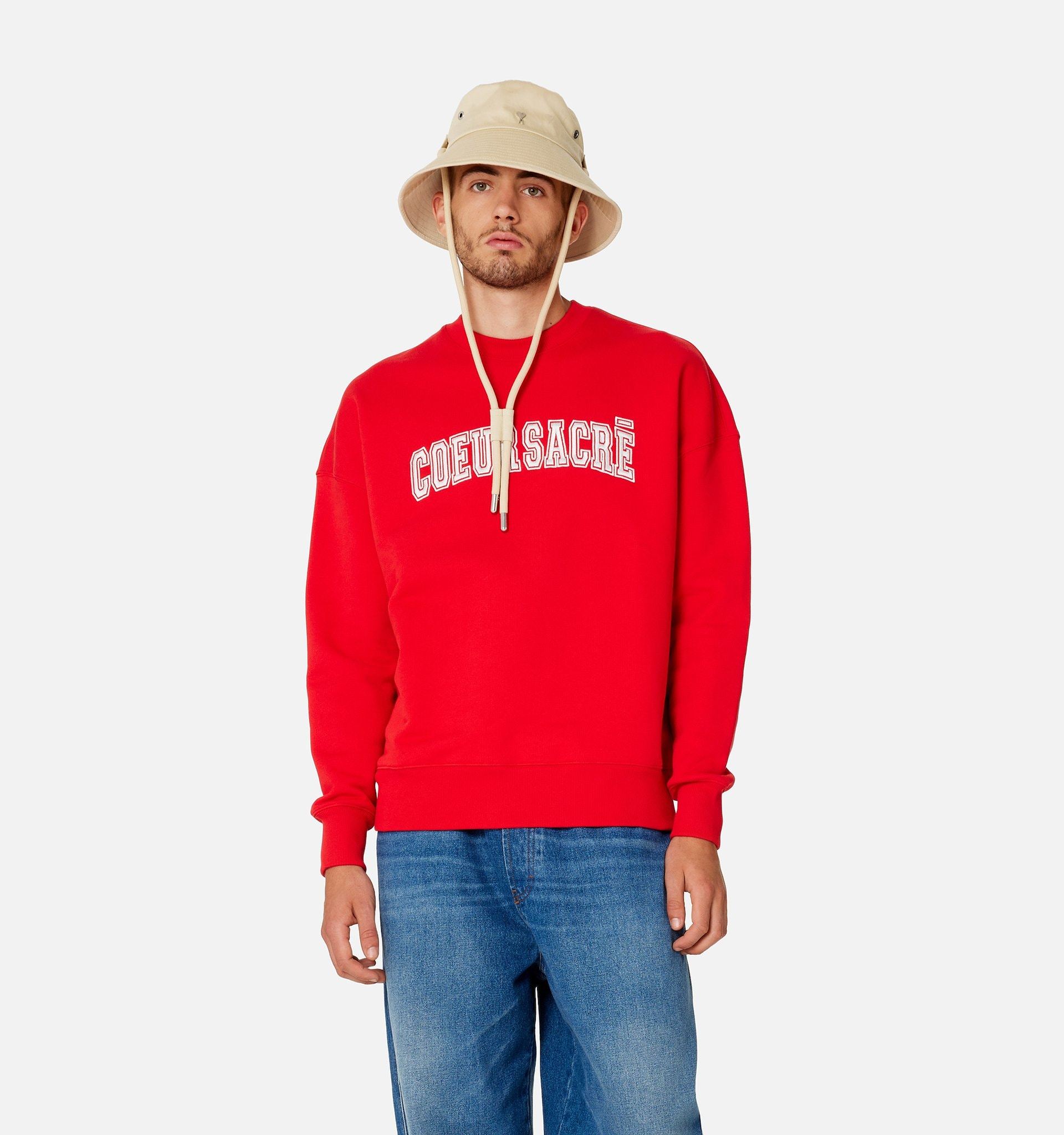 Ami Alexandre Mattiussi Graphic-print Cotton Sweatshirt In Red