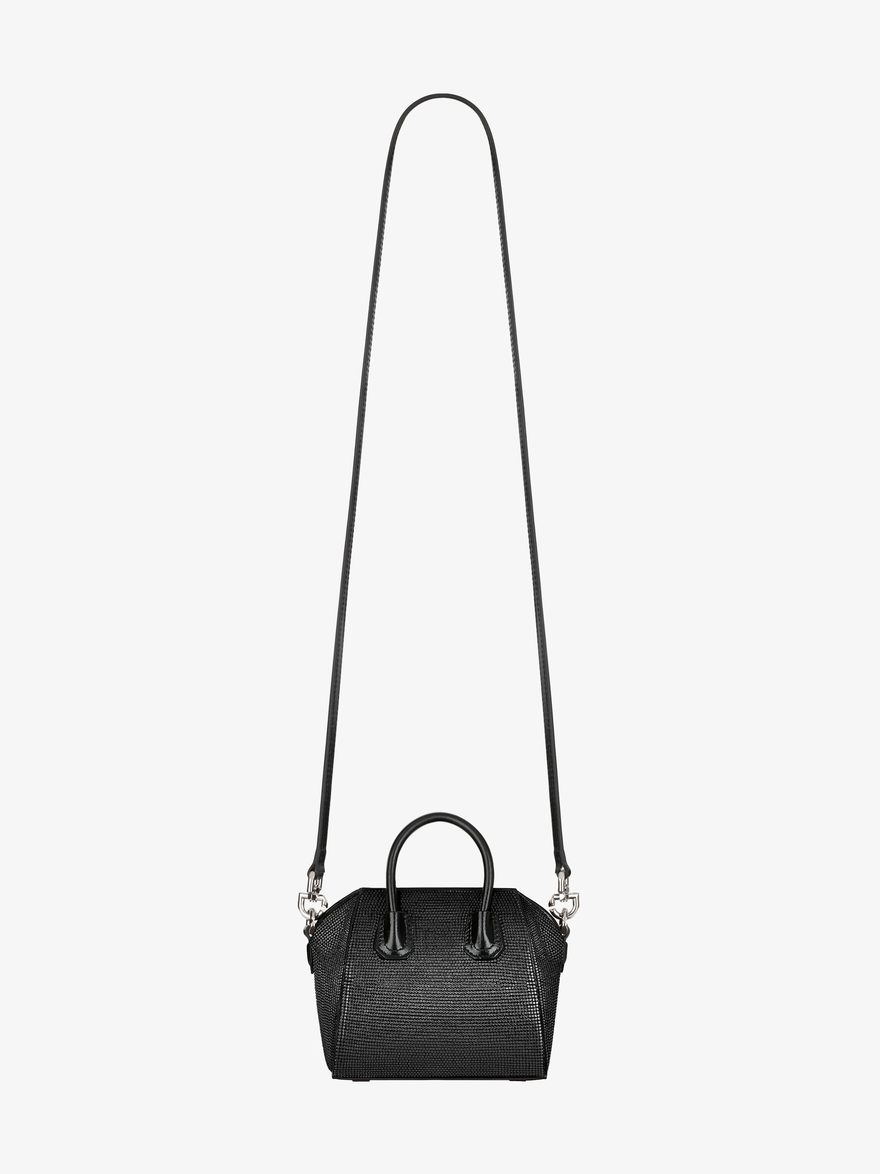 Givenchy Antigona Micro Black Bag With Rhinestones In Black