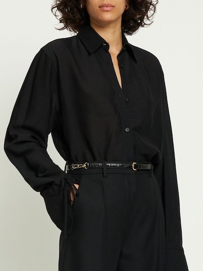 Totême Double Buckle Embossed Leather Belt
