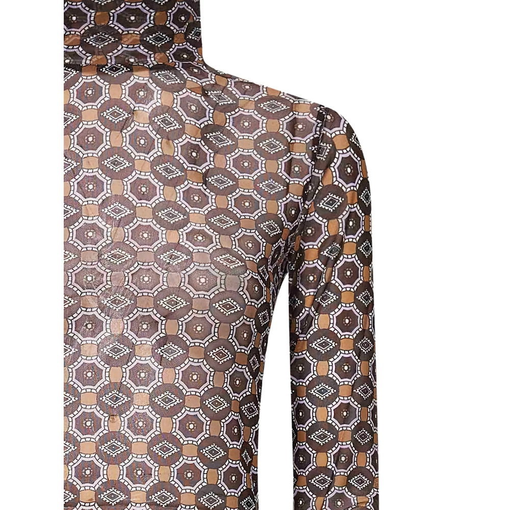 Dries Van Noten Crystal-embellished Printed Stretch-mesh Turtleneck Top In Blue