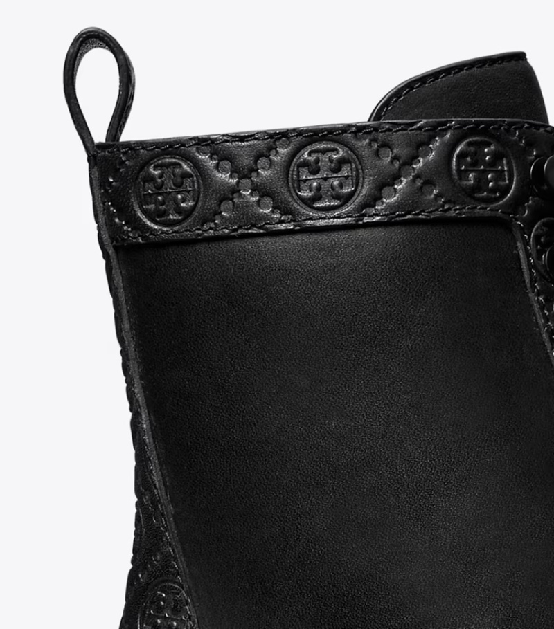 Tory Burch T Monogram Lug Ankle Boots 65mm Perfect Black In Black