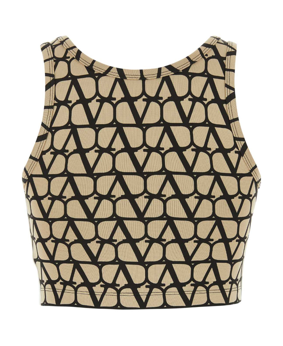 Valentino Toile Iconographe Cropped Top In Nude