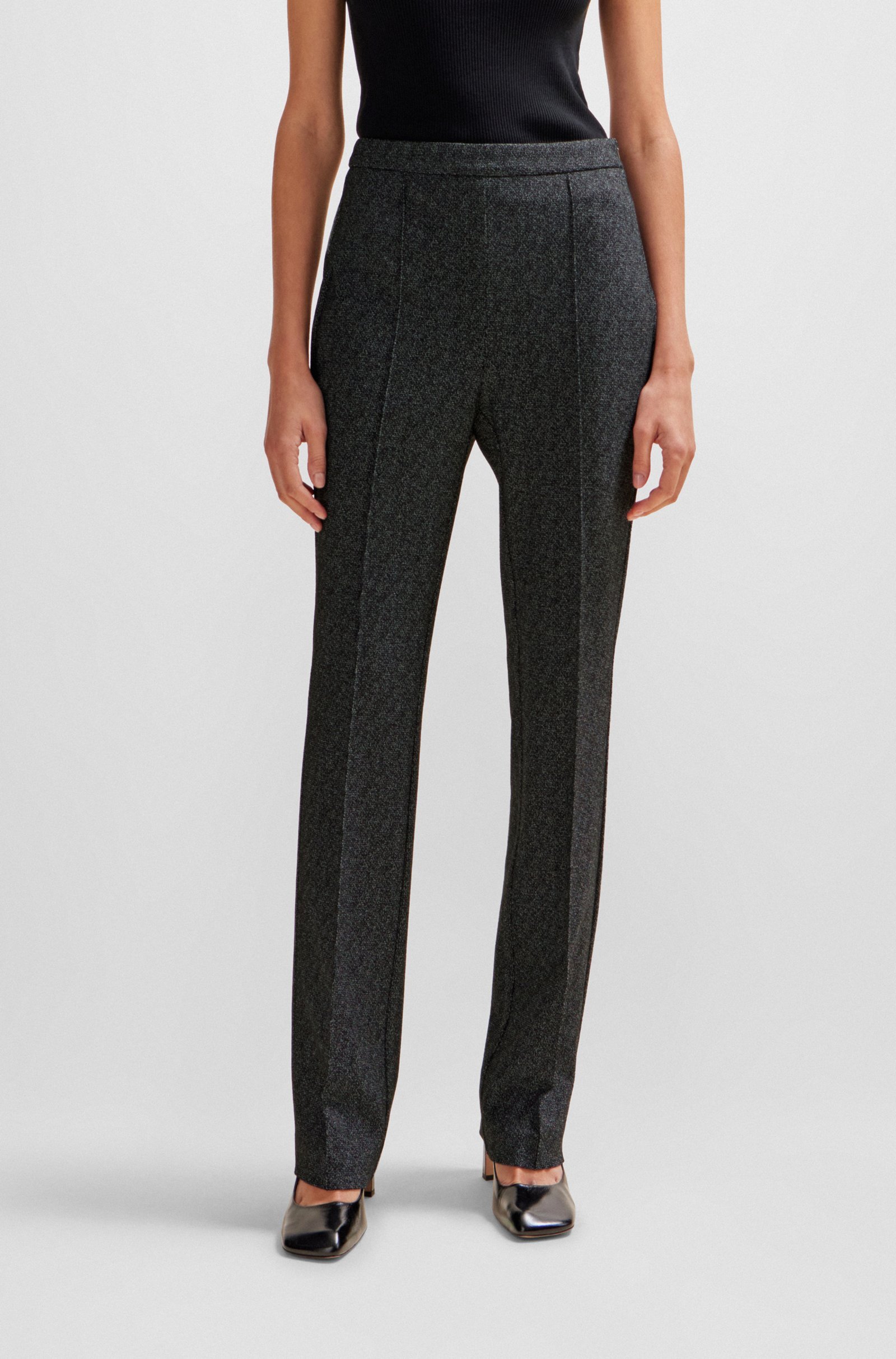 Hugo Boss Elastic Plain Knitted Casual Trousers In Black