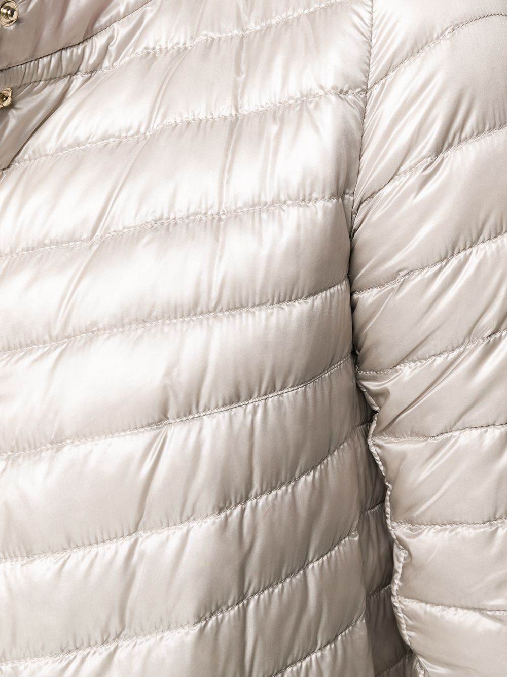 Herno Funnel-neck Mid-length Quilted Jacket In Pearl Grey