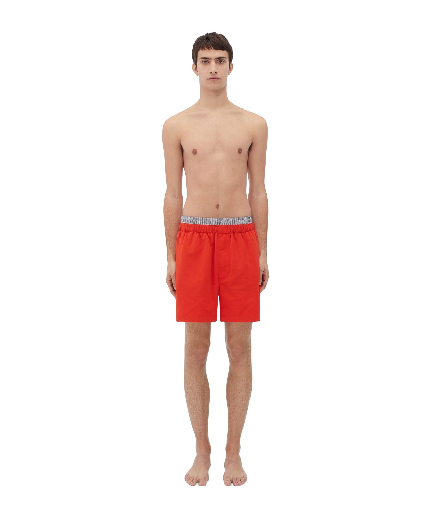 Bottega Veneta Loose Waist Swimming Trunks In Red
