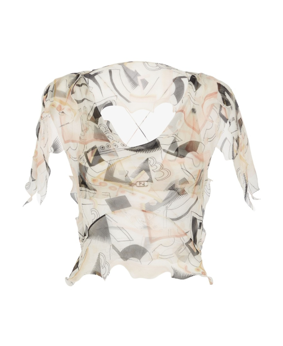 FENDI ABSTRACT-PRINT SILK BLOUSE 