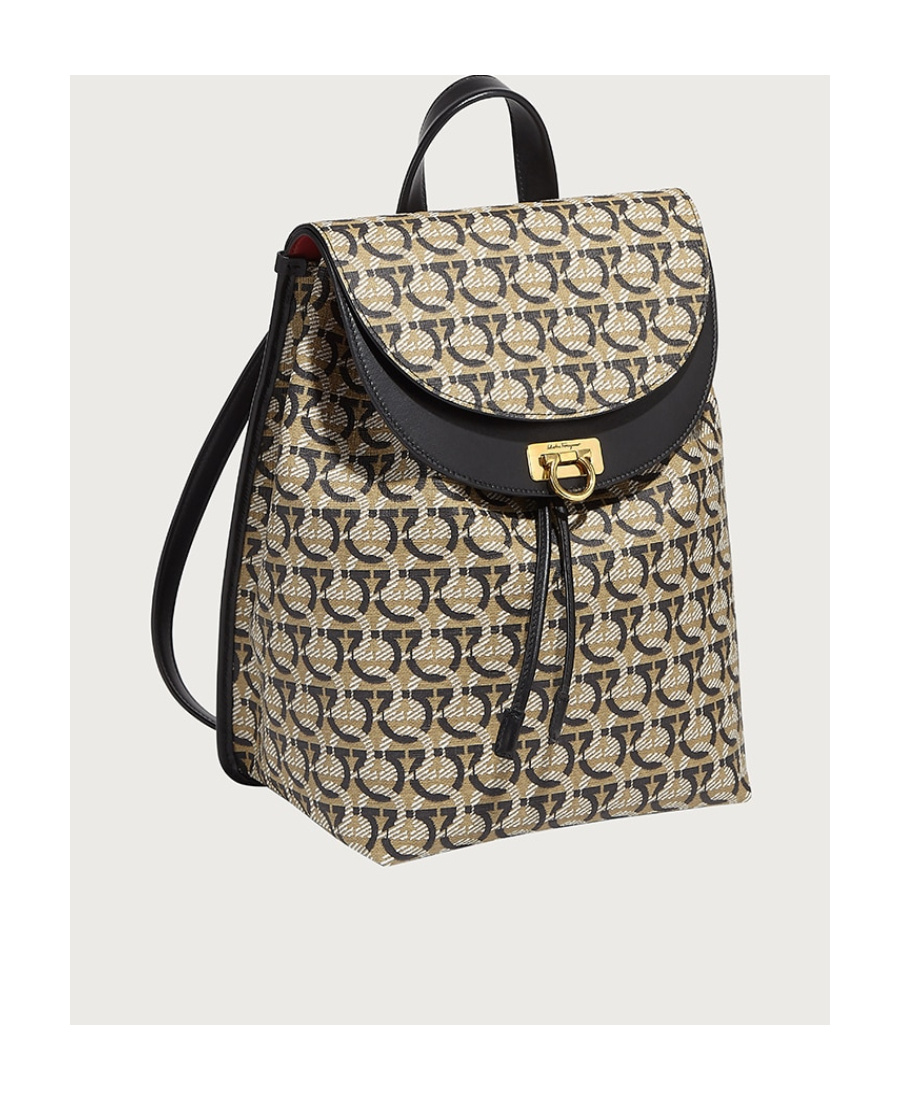 Ferragamo Monogram-logo Backpack In Nude
