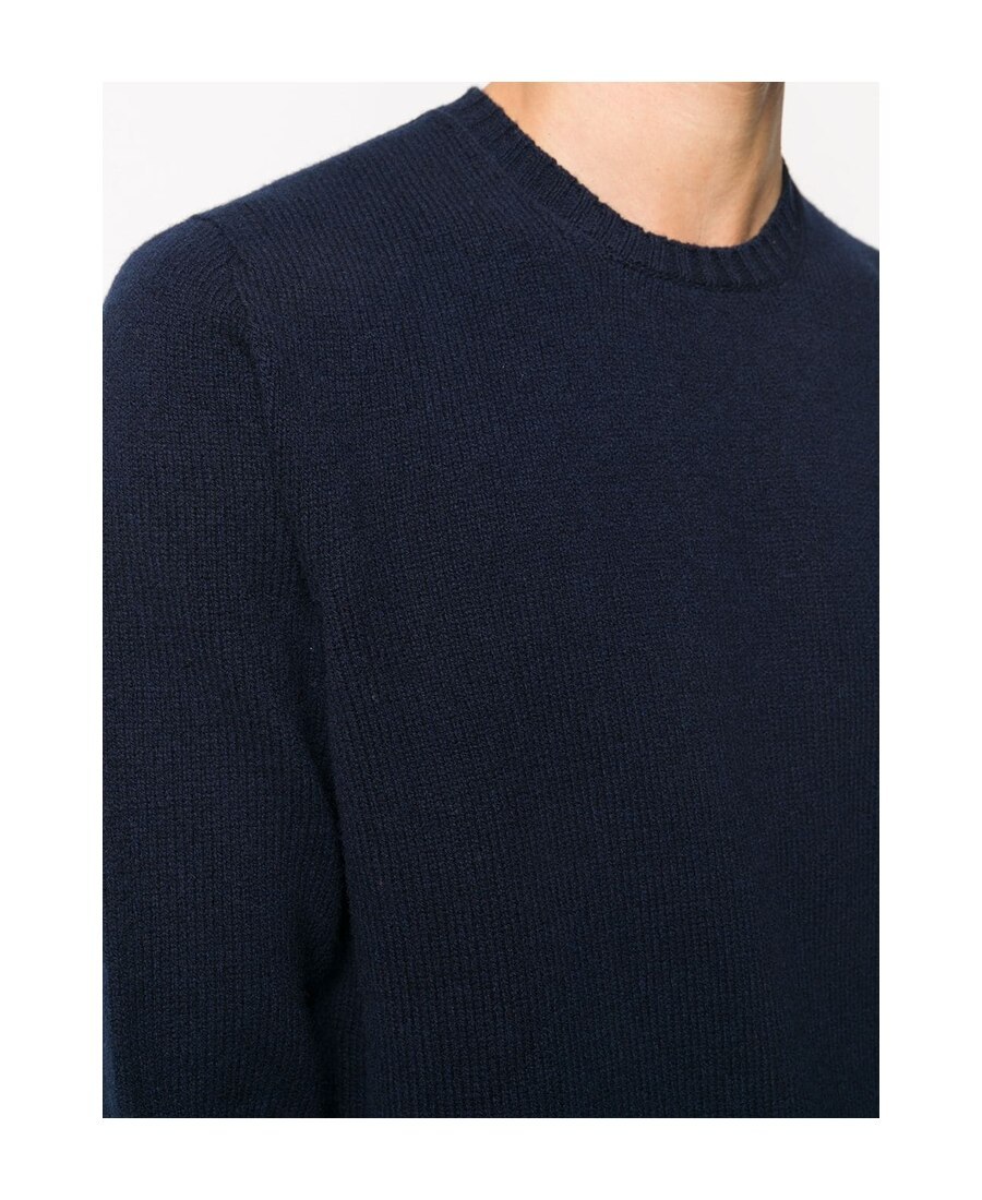 Drumohr Cashmere Crewneck Sweater With Ribbed Detailing In Black