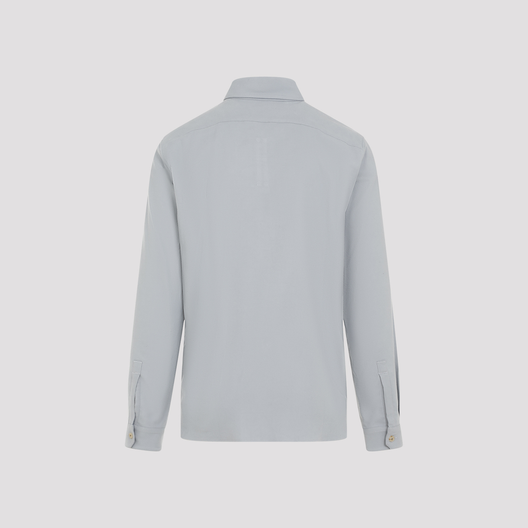 Rick Owens Work Shirt With Double Stitching And Flap Pockets In Gray
