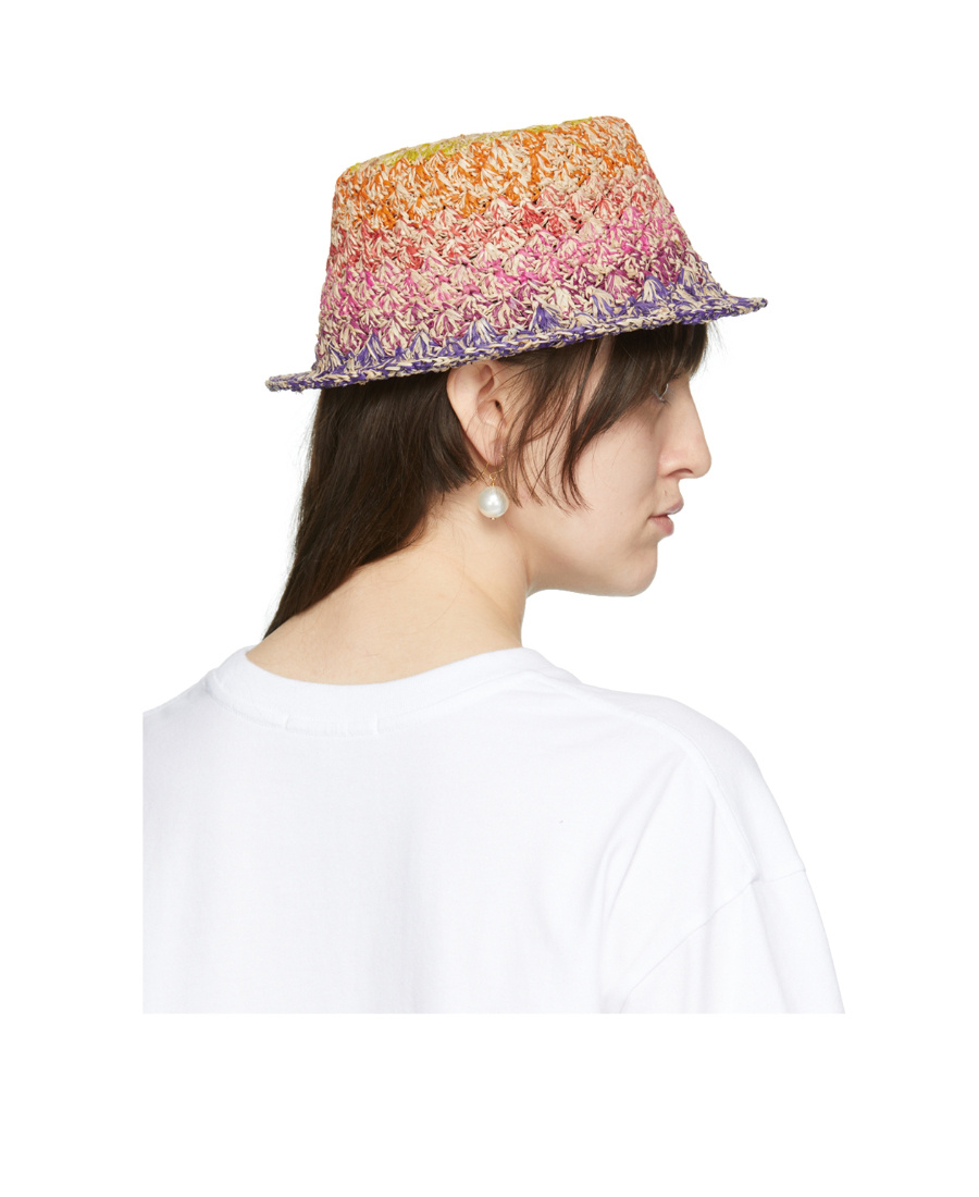 Isabel Marant Multicolor Raffia Hat In White