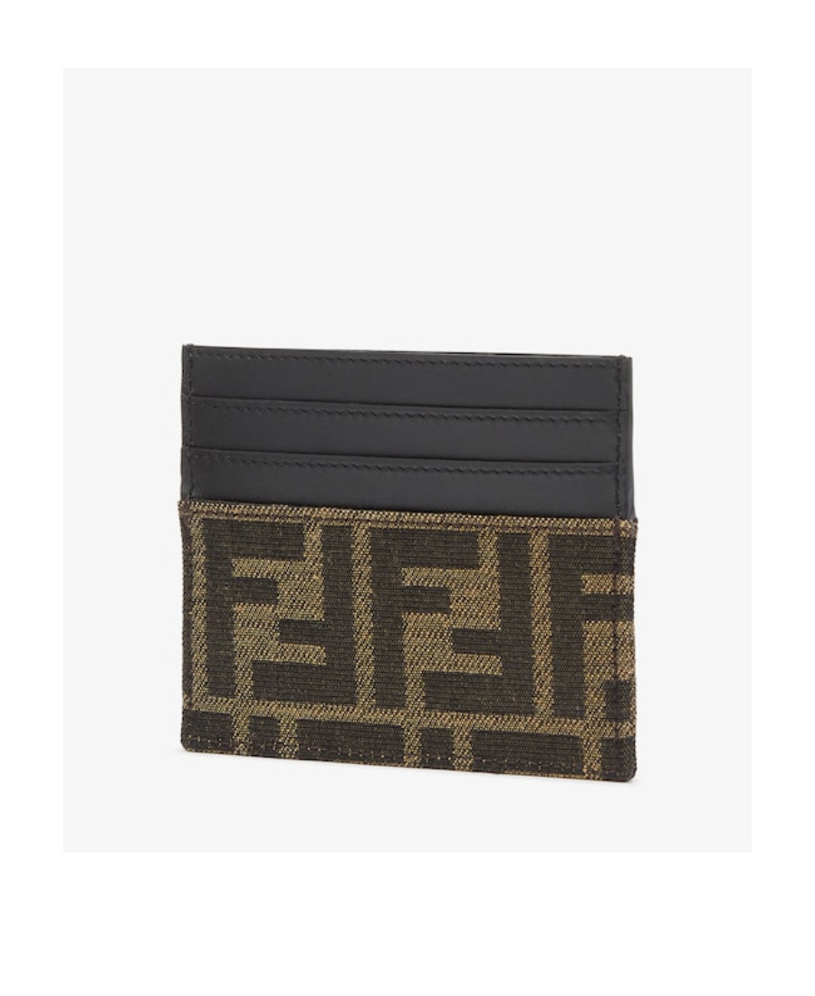 Shop Fendi Brown Ff Fabric Card Holder In Black