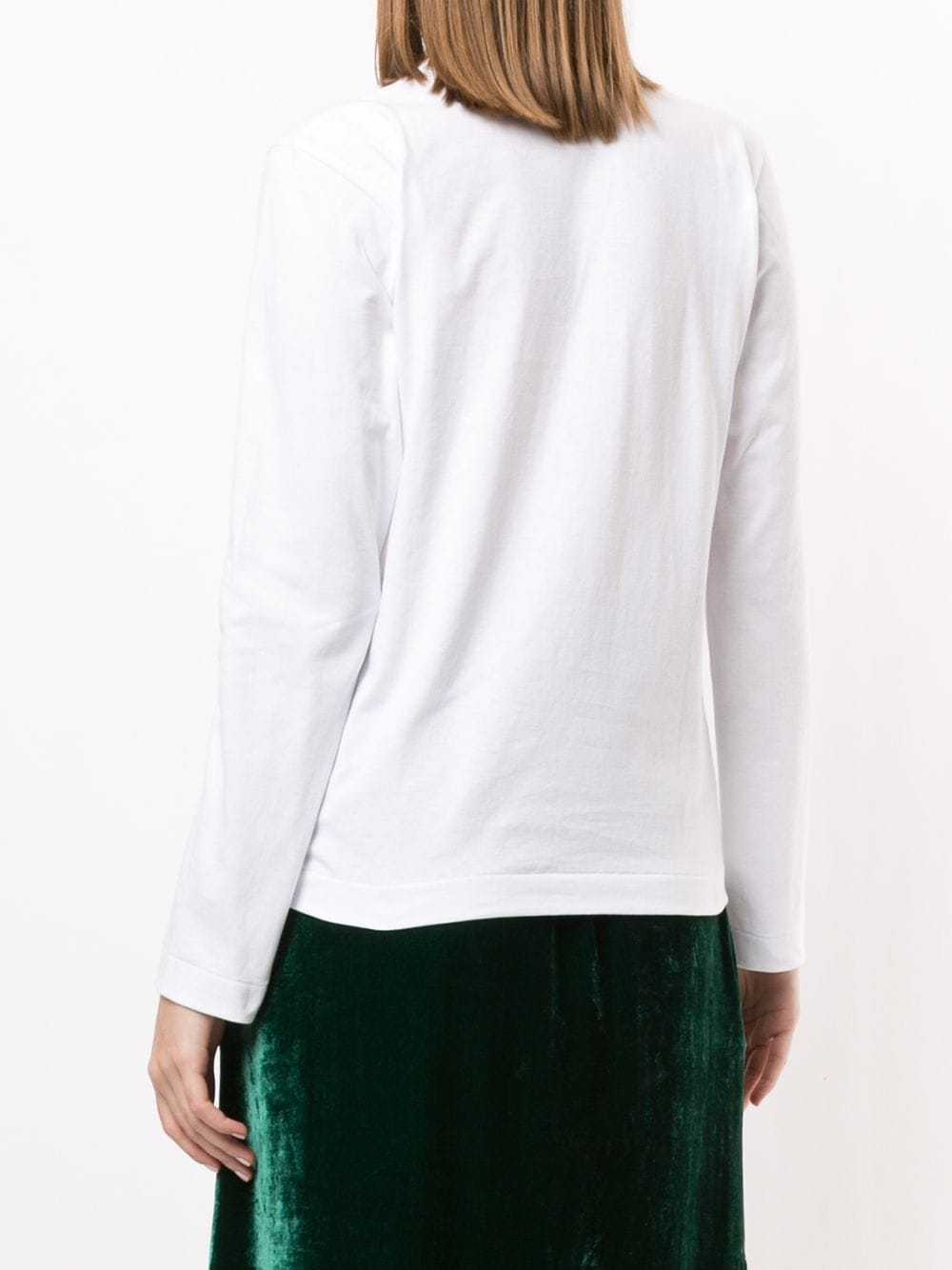 Comme Des Garçons Play Logo Print Long Sleeve T-shirt In White