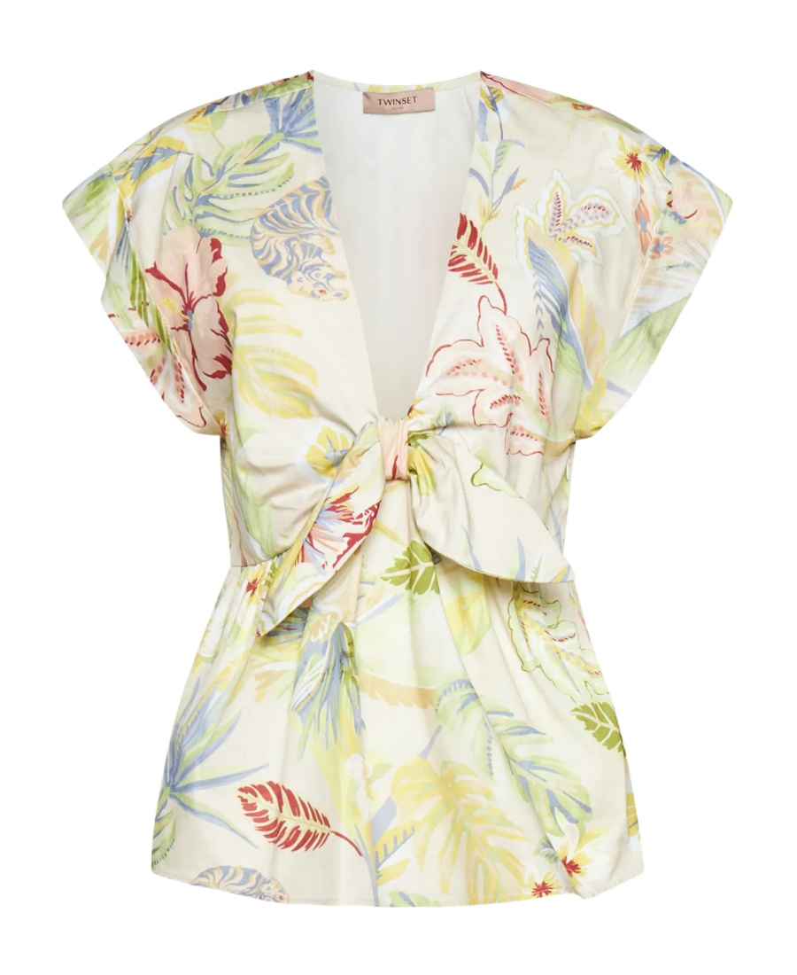 Twinset Floral-print Cap-sleeves Blouse In White