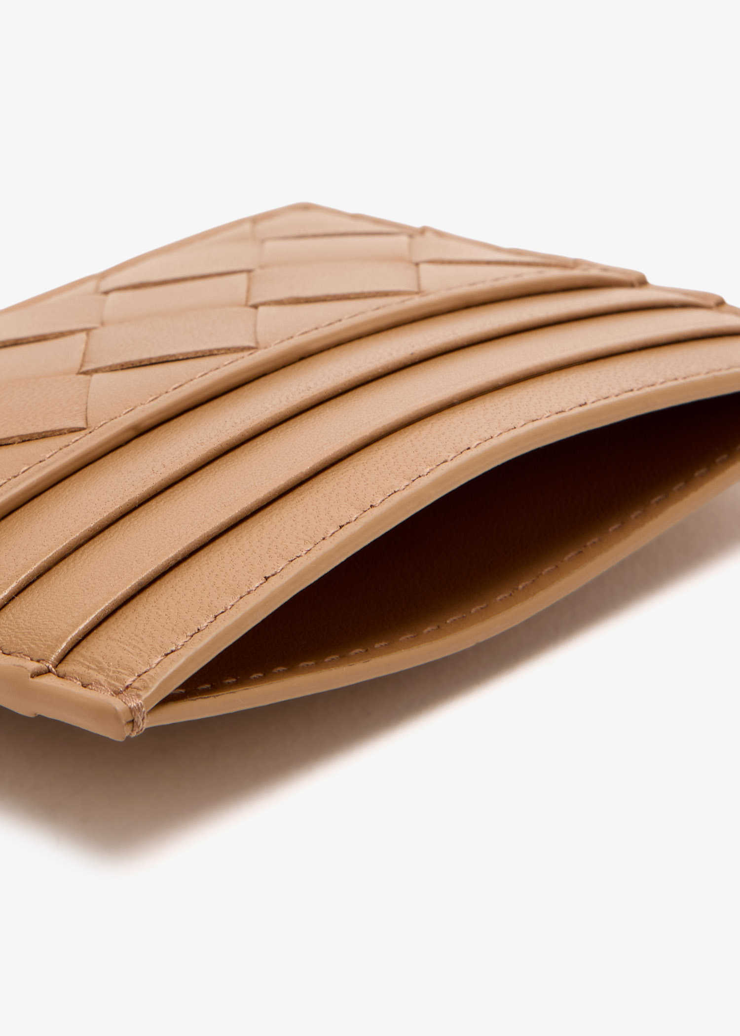 Bottega Veneta Intrecciato Credit Card Case In Brown