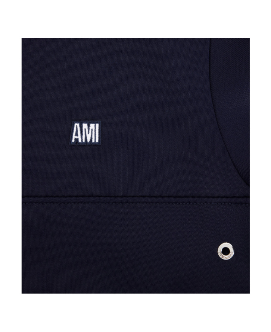 Ami Alexandre Mattiussi Striped Short-zip Pullover Sweatshirt In Black