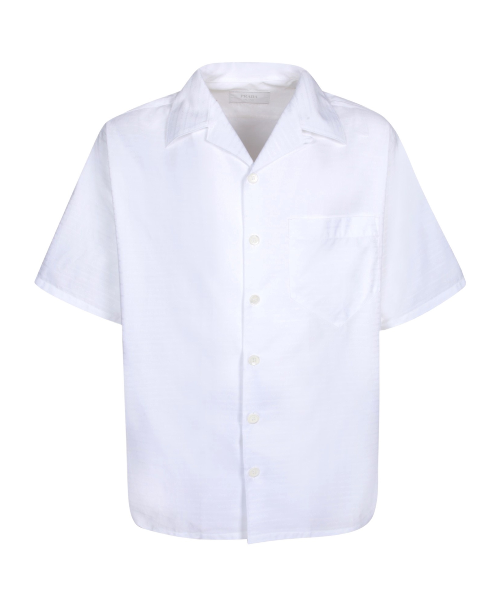 Prada Cotton Shirt With Short Sleeves And Pockets In White