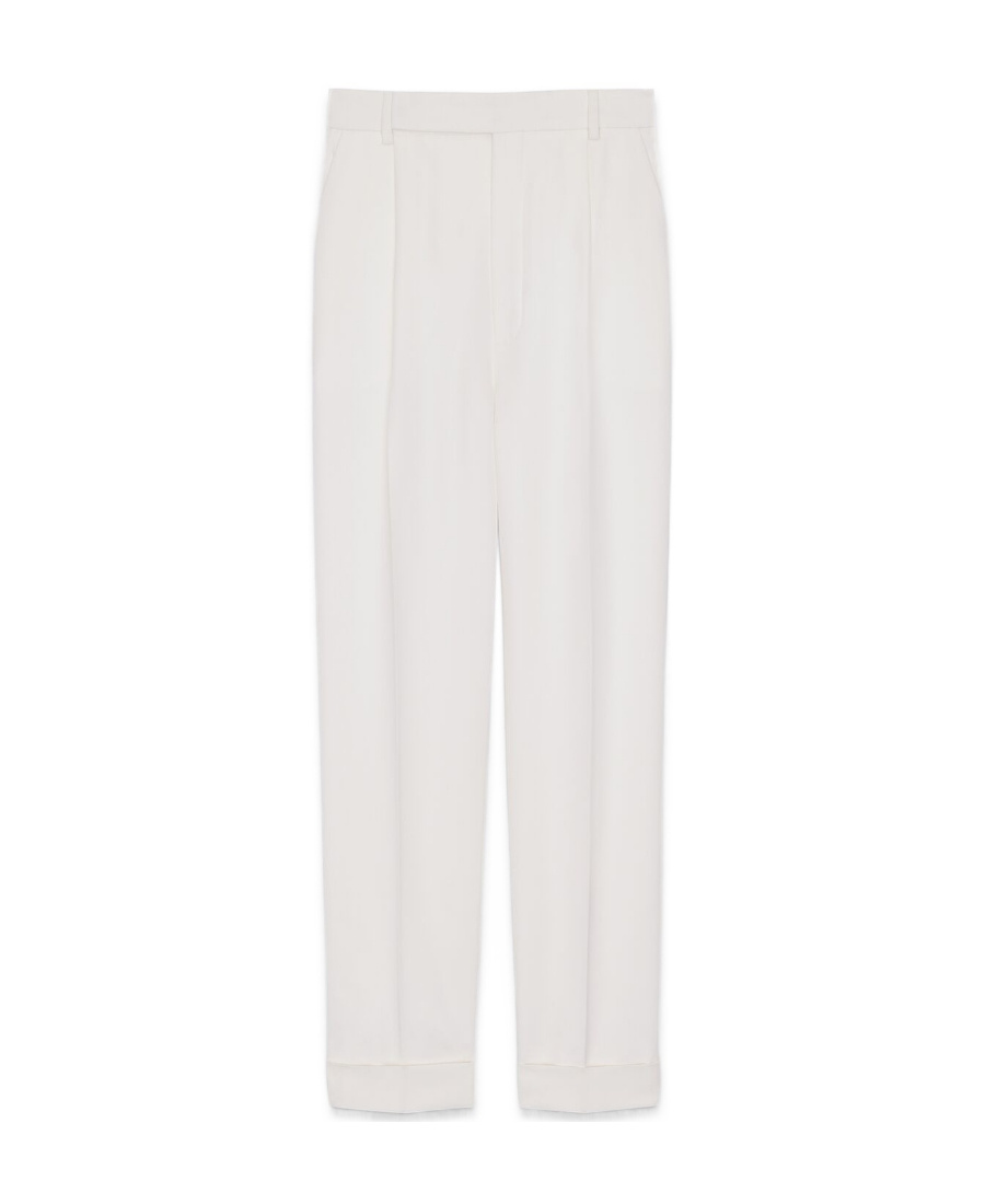 Saint Laurent Wool Tailored Trousers In White