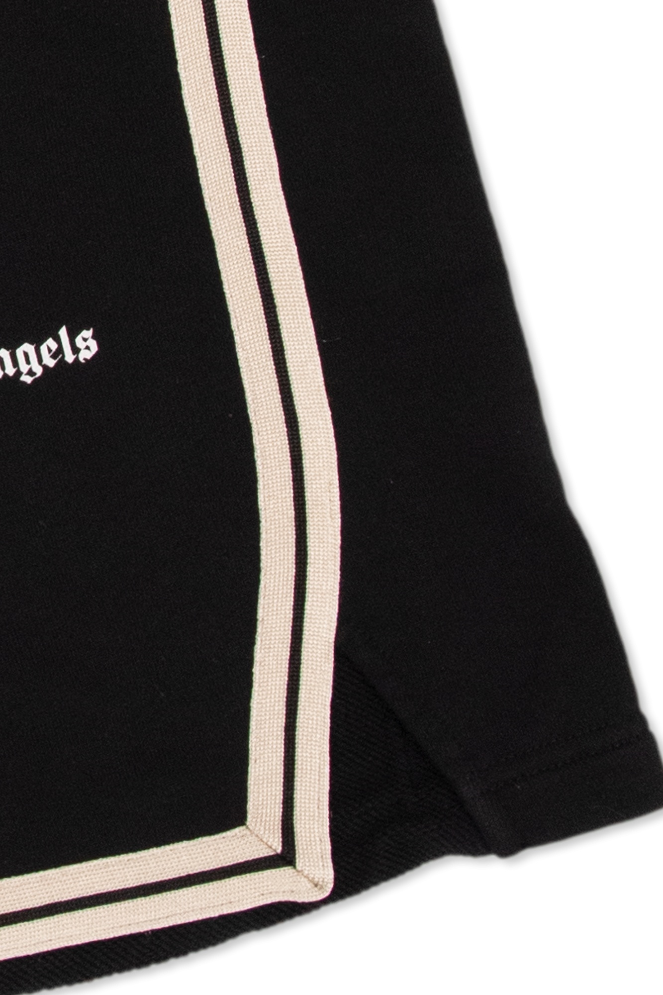Palm Angels Kids Logo Printed Stripe Detailed Shorts In Black