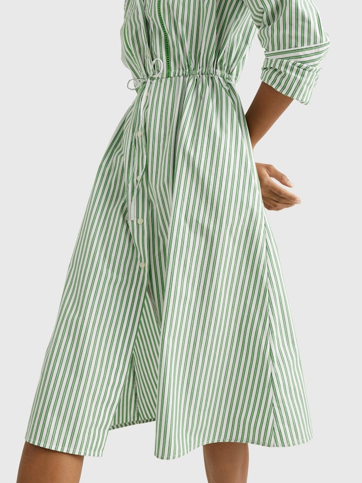 Tommy Hilfiger Striped Mid-length Shirt Dress In Green