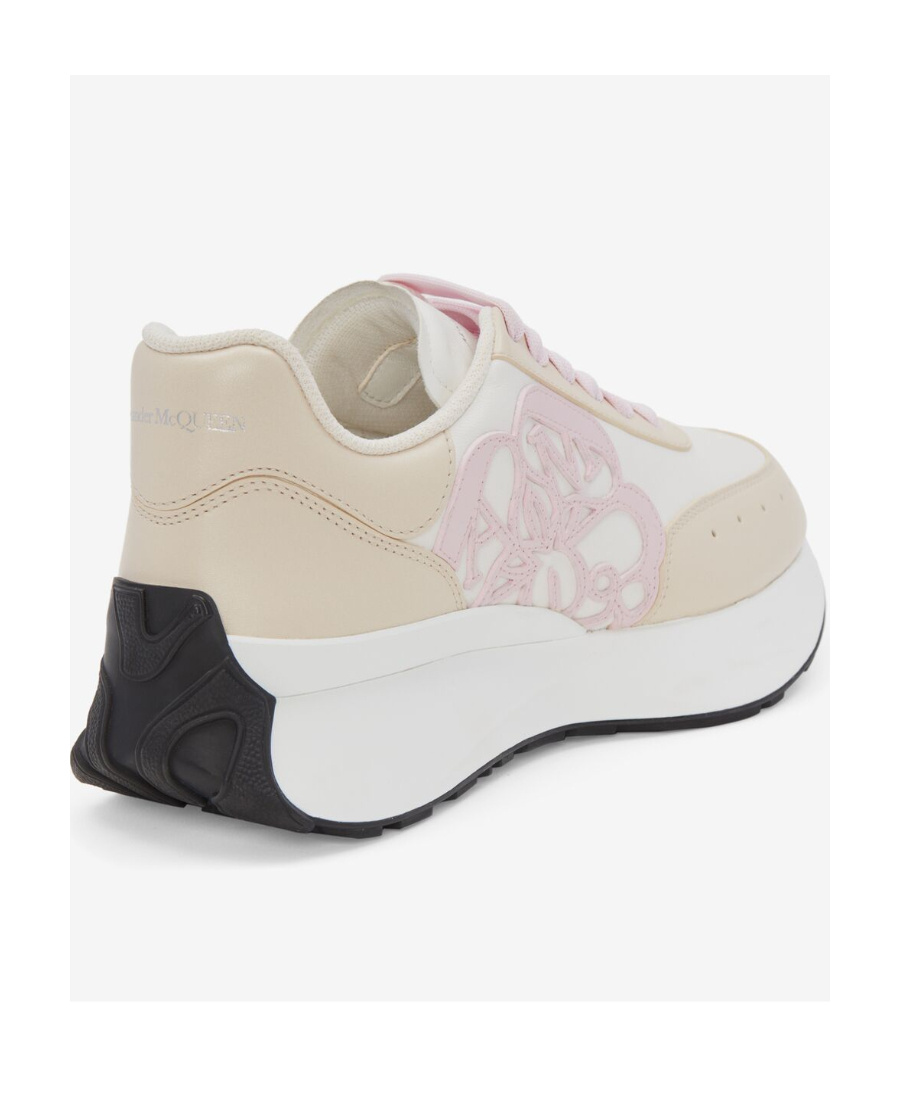 Alexander Mcqueen Sprint Runner Appliquéd Leather Exaggerated-sole Sneakers In White