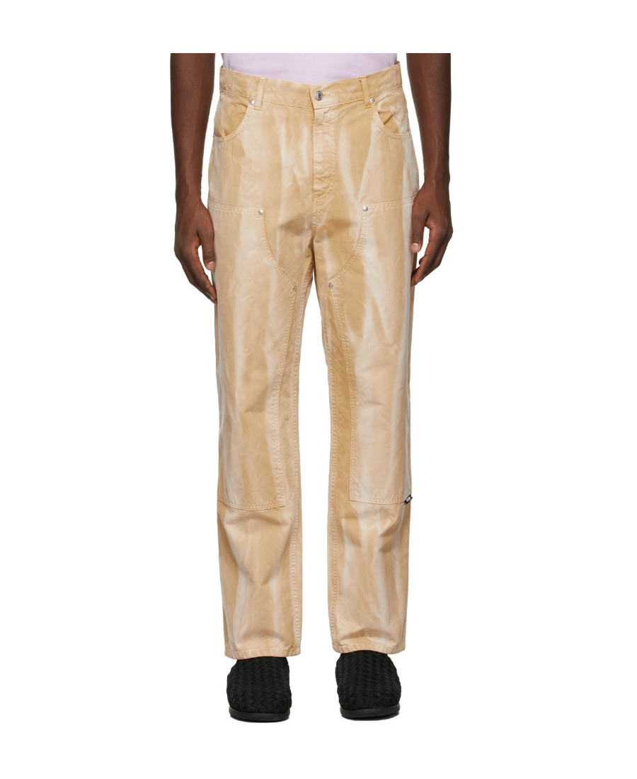 Msgm Beige Tie-dye Denim Pants In Nude