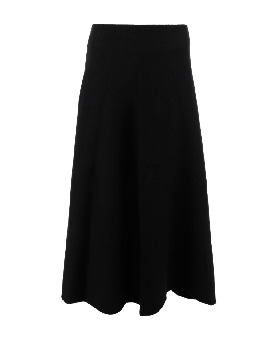 Jil Sander Black Elastic Knit Midi Skirt In Black
