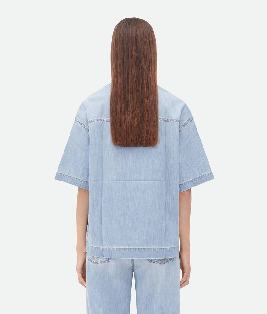 Bottega Veneta Blue Denim Cotton Blouse For Women | Designer Ss24 Collection In Blue