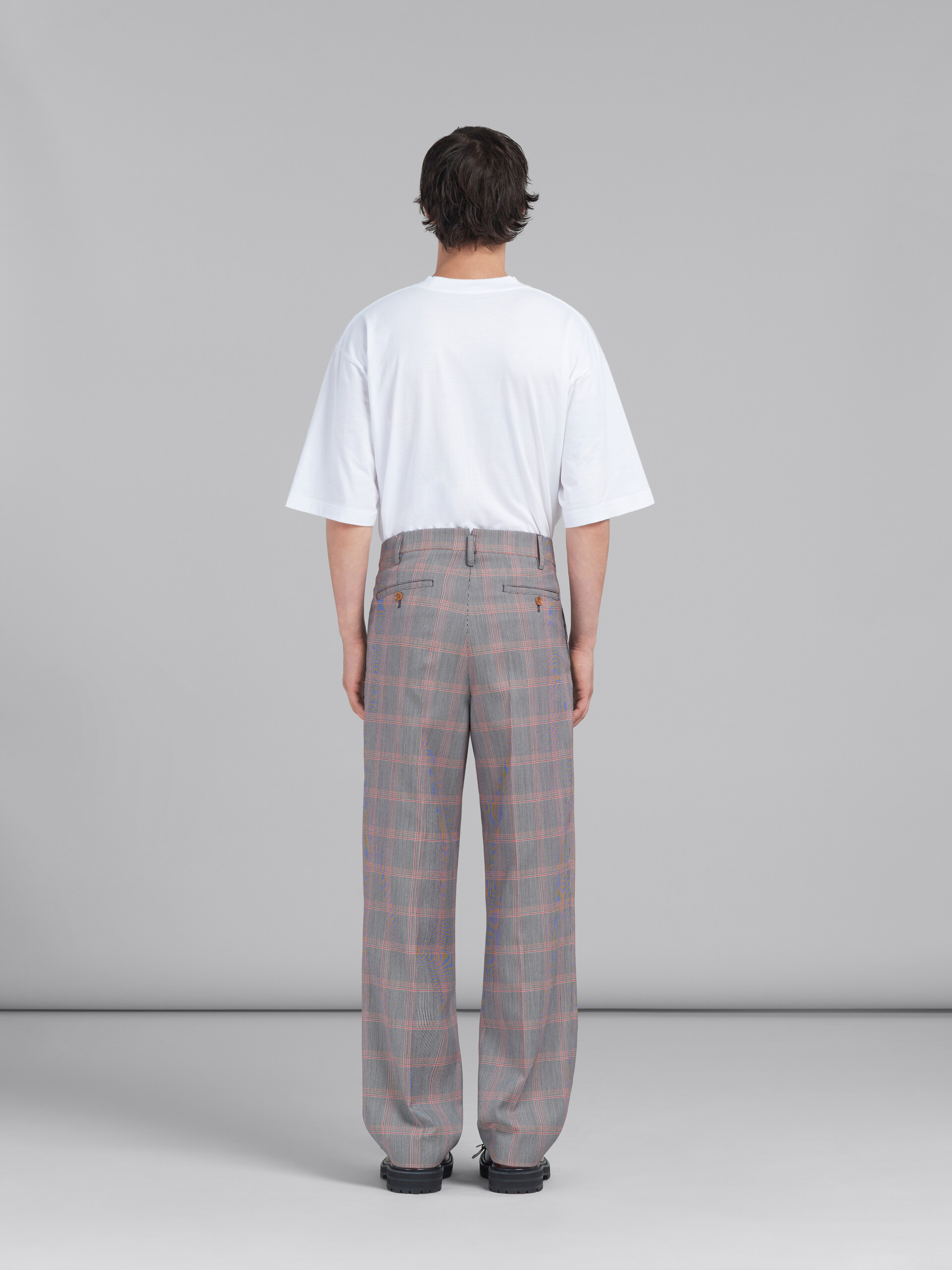 Marni Checked Virgin Wool-blend Trousers In Gray