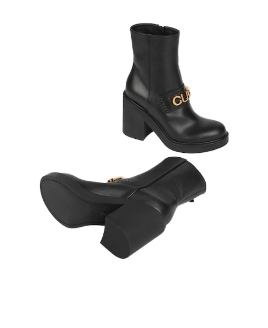 Gucci Womens Black Horsebit Block-heel Leather Ankle Boots In Black