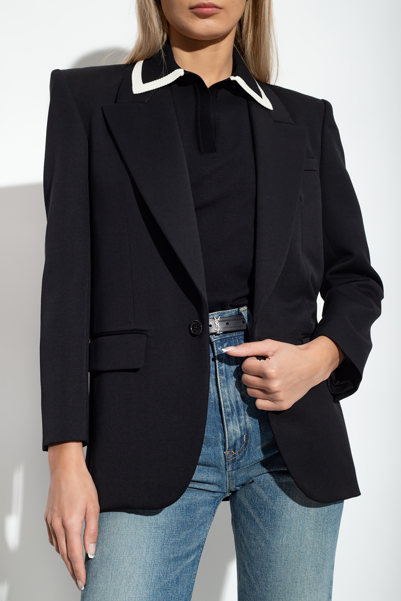 Saint Laurent Single-breasted Peaked Blazer In Black