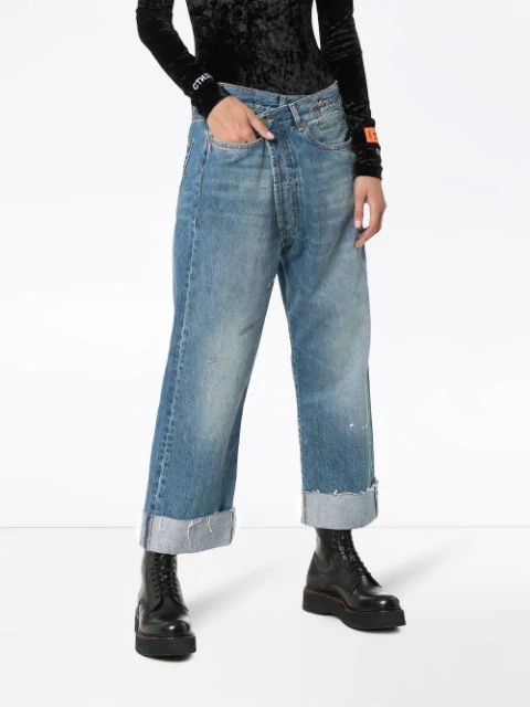 R13 Middle Waist Loose Cross Cut Jeans In Gray