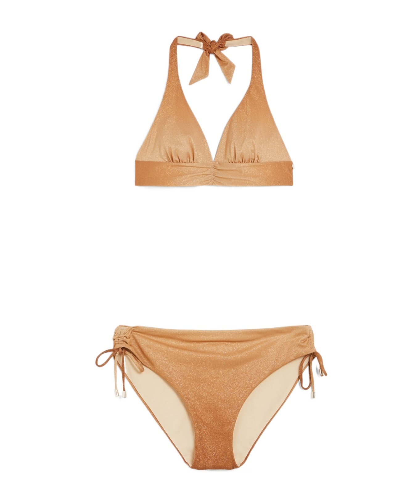 Max Mara Jersey And Lurex Bikini In Golden