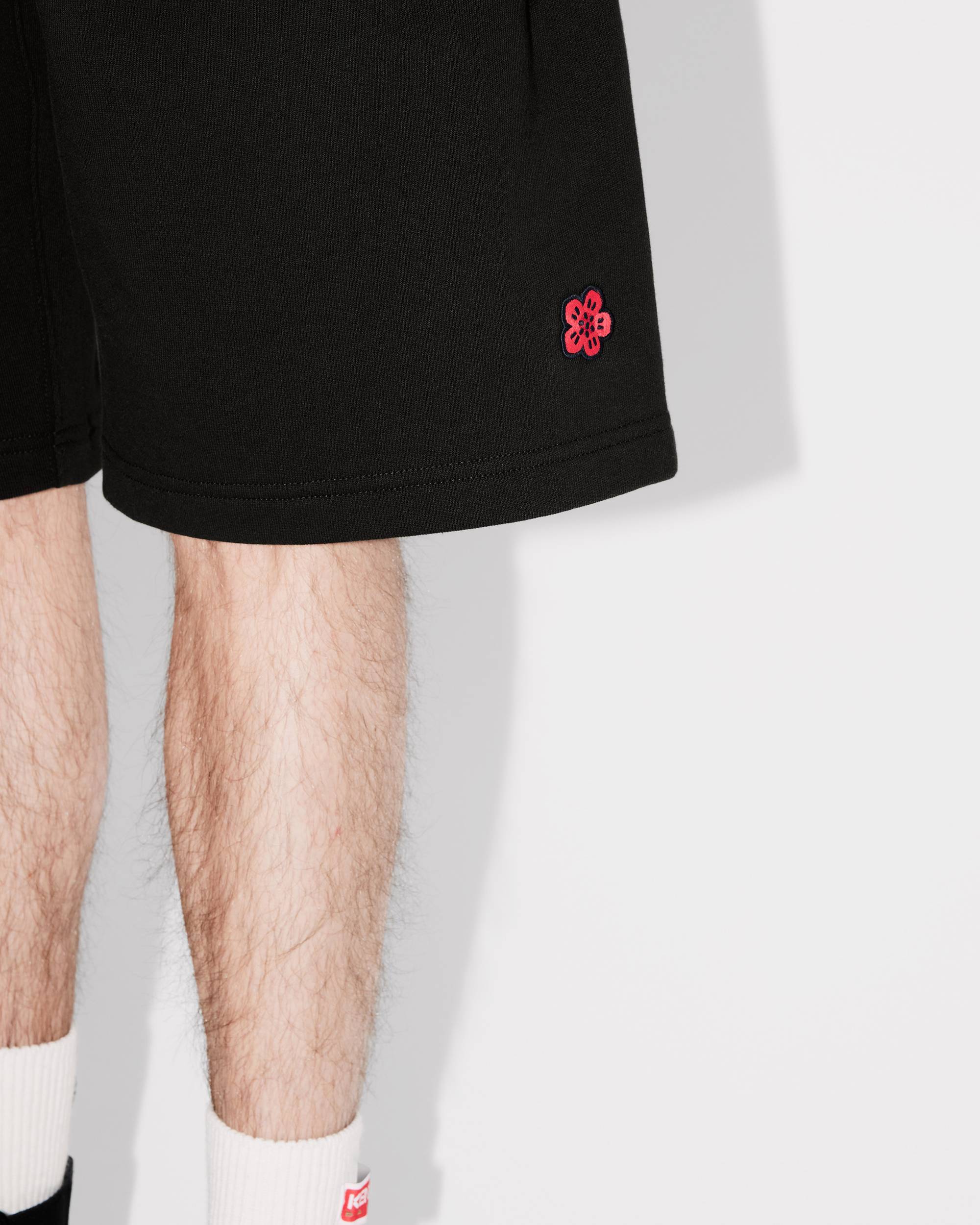 Kenzo Bermuda Cotton Elastic Waistband Shorts In Black