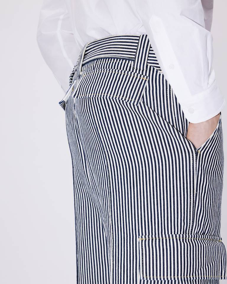 Kenzo Straight-cut Striped Army Jeans In Gray