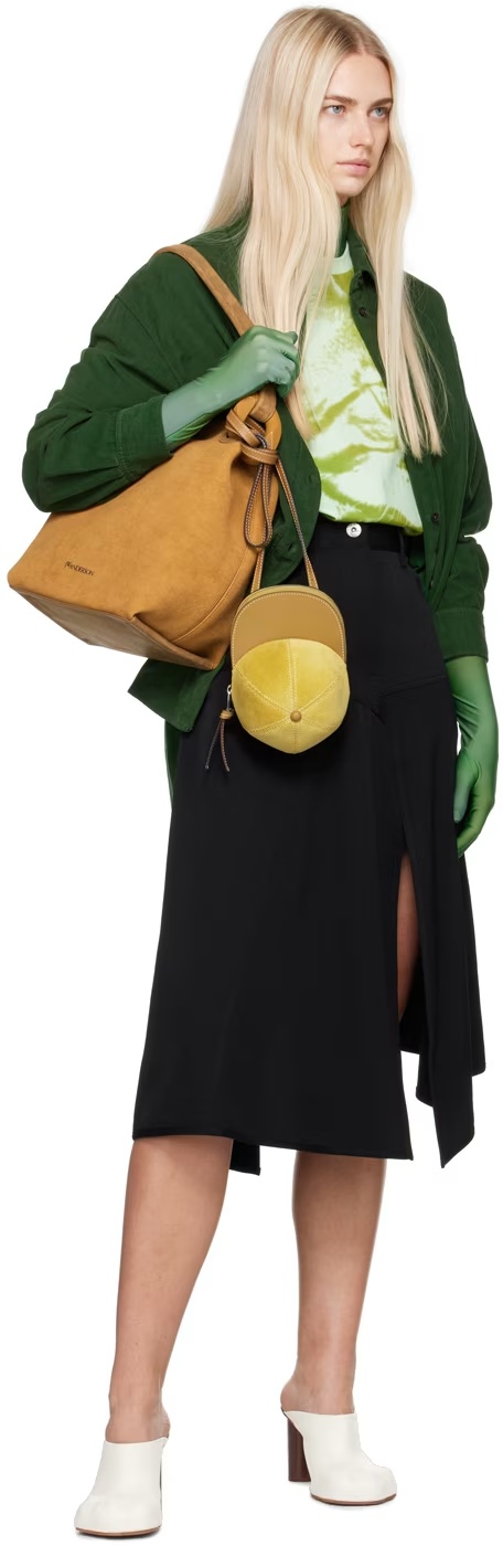 Jw Anderson Baseball Cap Motif Zipped Shoulder Bag In Brown