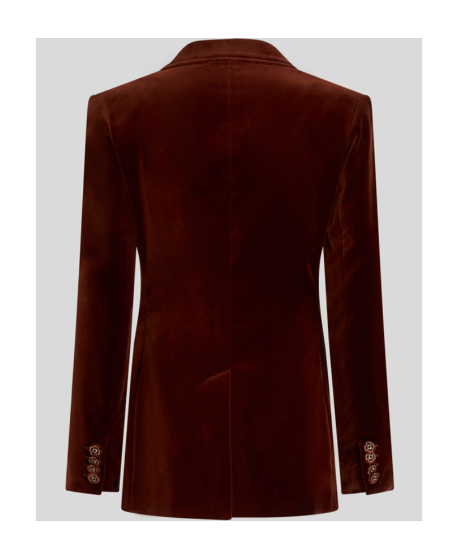Shop Etro Double-breasted Velvet Jacket In Brown