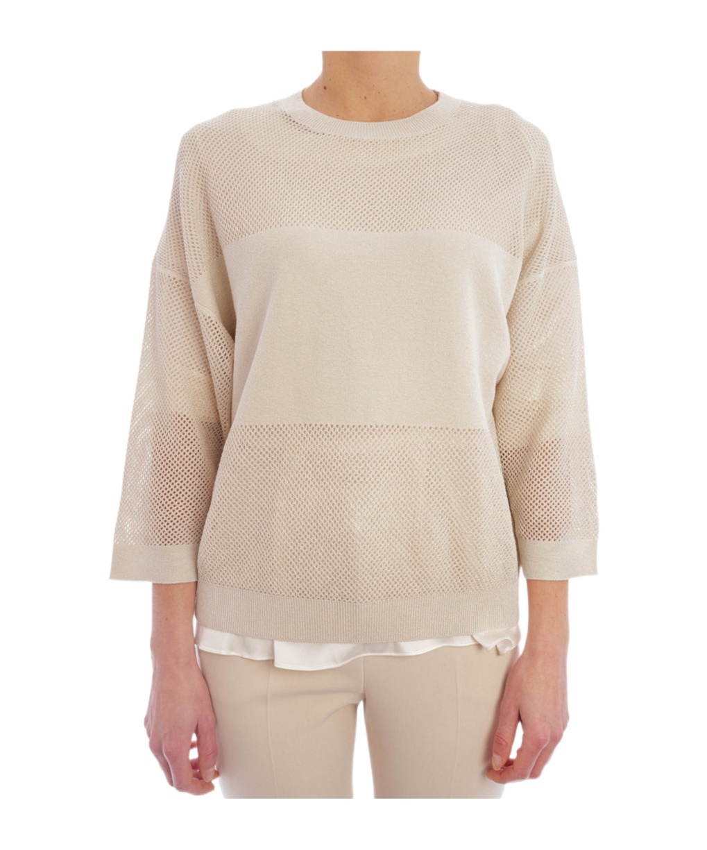 Shop Peserico Lurex-knit Sweater In Nude