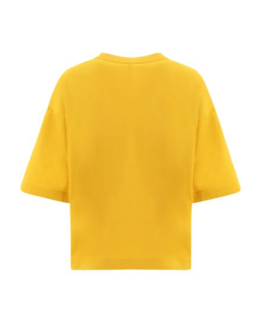 Moncler Printed T-shirt With Round Neck In Yellow