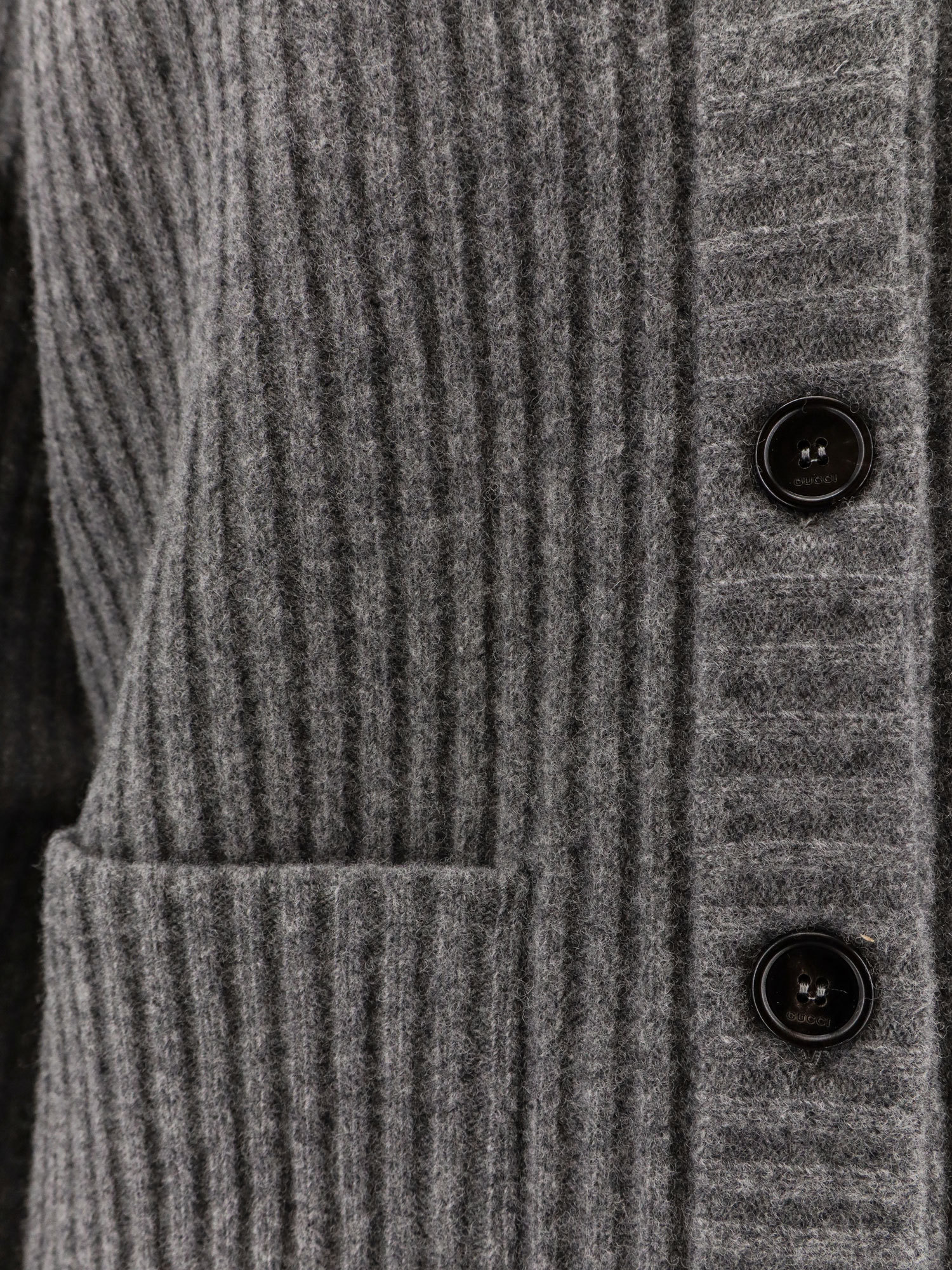 Gucci Womens Dusty Dark Grey Mc Oversized Rib Wool Knitted Cardigan Xs In Gray