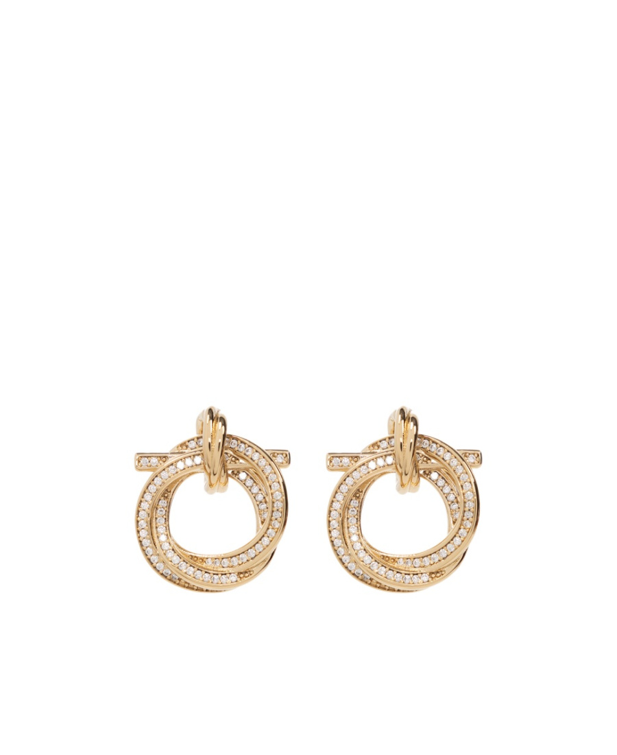 Ferragamo Crystal-embellished Hoop Earring In Yellow