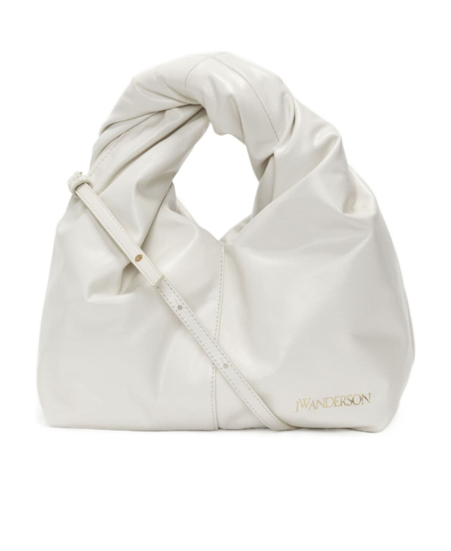 Jw Anderson Mini Twister Leather Crossbody Bag In White