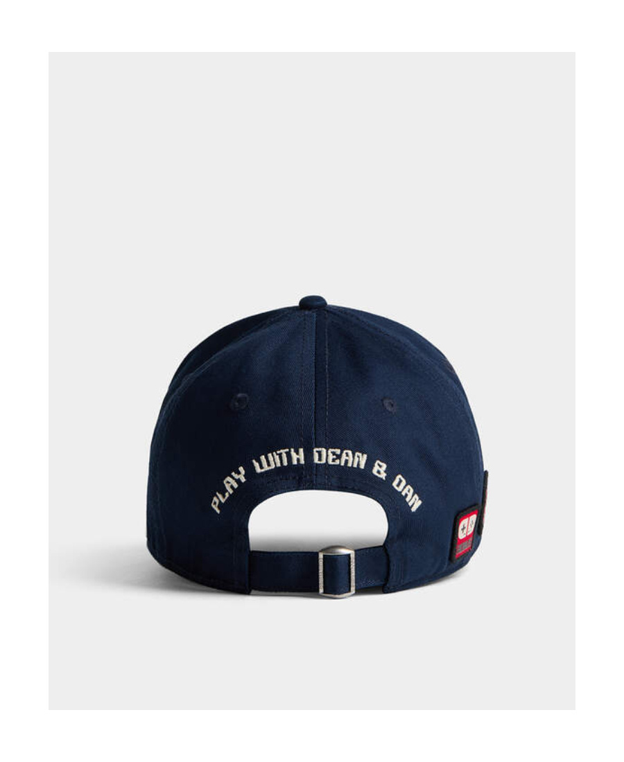Dsquared2 Slogan-patch Distressed Cap In Black