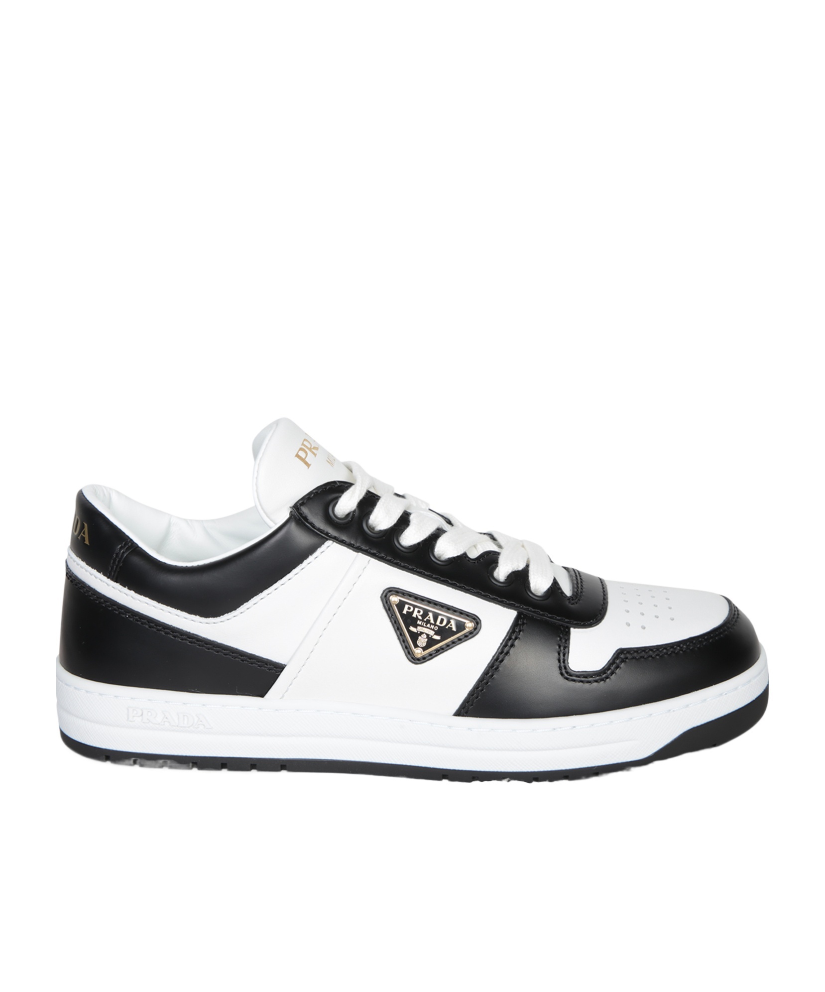 Prada Urban Leather Sneakers Featuring Contrast Panels In White